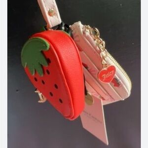 Juicy Couture Red Strawberry Coin Pouch & Pink Card Holder Set